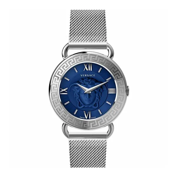 Đồng Hồ Nữ Versace Medusa Quartz VEPU01521 36mm Màu Bạc Xanh