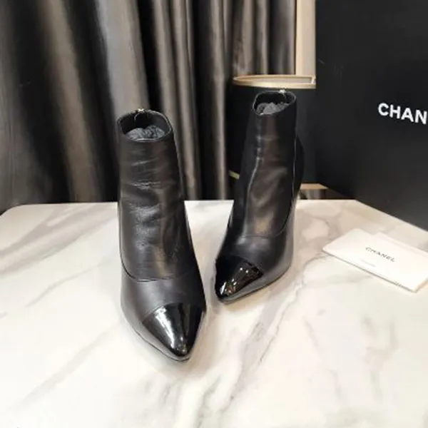 Giày Boot Nữ Chanel Pearl Heel Màu Đen Size 37.5 - 3