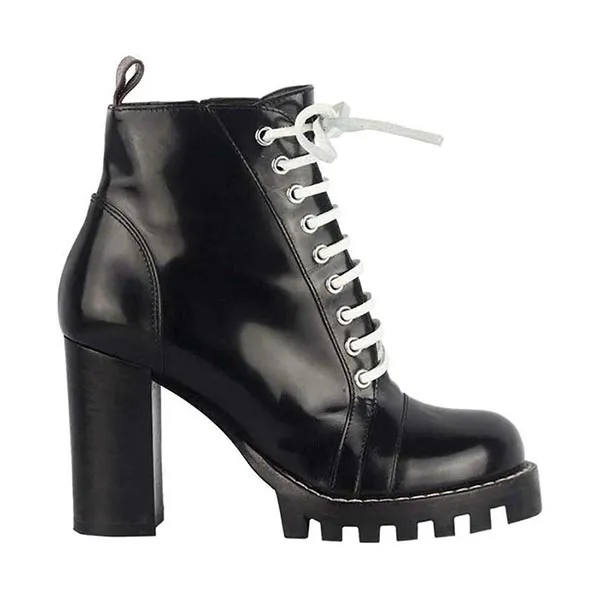 Giày Boot Nữ Louis Vuitton LV Star Trail Leather Ankle Màu Đen Size 36