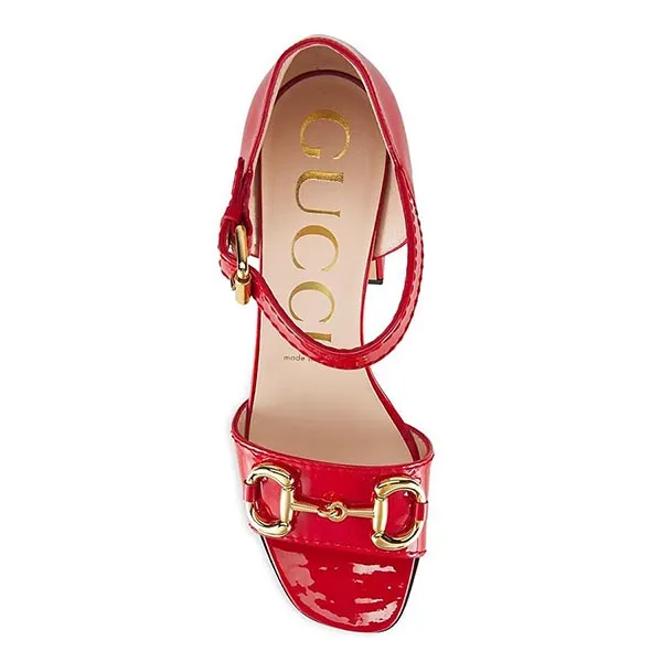 Giày Cao Gót Nữ Gucci Baby Buckle Horsebit Ankle-Strap Sandals Red Màu Đỏ Size 35 - Giày - Vua Hàng Hiệu