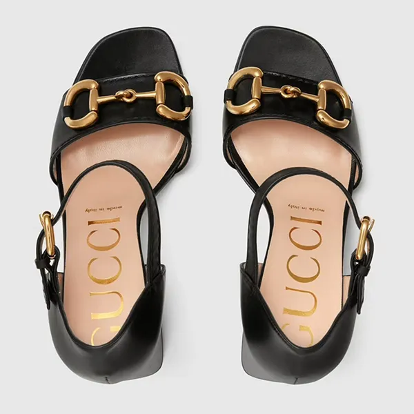 Giày Cao Gót Nữ Gucci Women’s Sandal With Horsebit 655411-BKO00-1000 Màu Đen Size 35