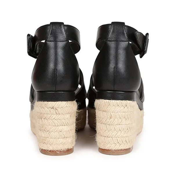 Giày Cao Gót Nữ Hermès Elda Espadrilles Sandal Màu Đen Size 39 - Giày - Vua Hàng Hiệu