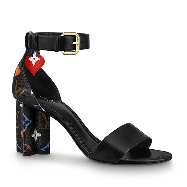 Giày Cao Gót Nữ Louis Vuitton LV Game On Silhouette Sandal 1A8MQD Màu Đen Họa Tiết Size 34