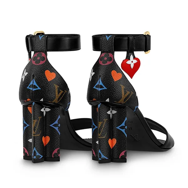 Giày Cao Gót Nữ Louis Vuitton LV Game On Silhouette Sandal 1A8MQD Màu Đen Họa Tiết Size 34