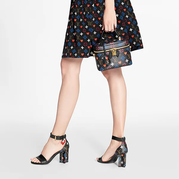 Giày Cao Gót Nữ Louis Vuitton LV Game On Silhouette Sandal 1A8MQD Màu Đen Họa Tiết Size 34