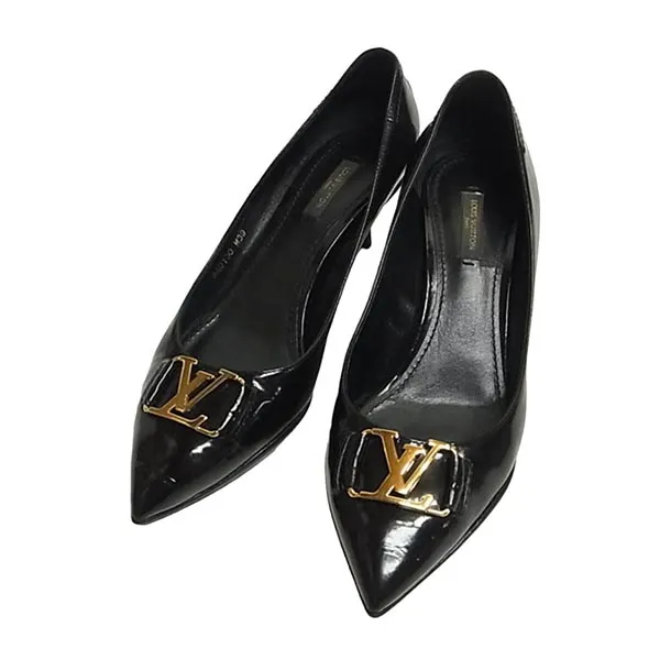 Giày Cao Gót Nữ Louis Vuitton LV Patent Leather Hardware Pump Black Màu Đen Size 37.5