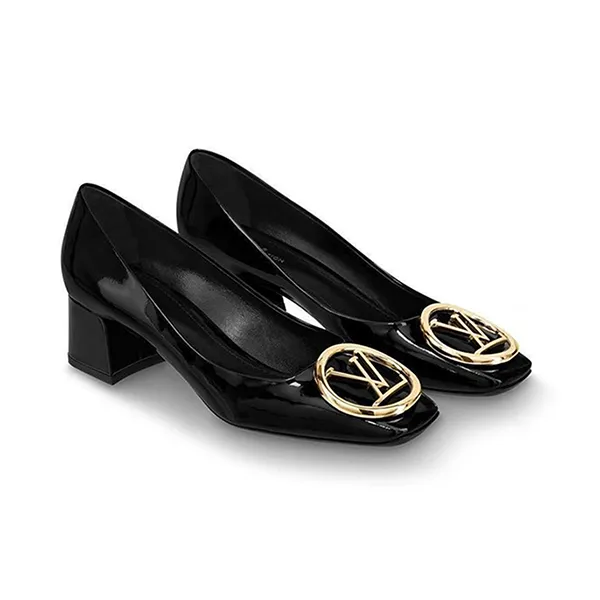 Giày Cao Gót Nữ Louis Vuitton LV Patent Madeleine Pumps Heels Màu Đen Size 37.5