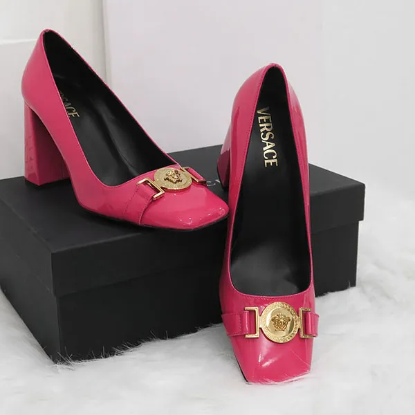 Giày Cao Gót Nữ Versace Medusa Pink Leather 1002860 1A08176 1PF8V Màu Hồng