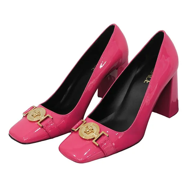Giày Cao Gót Nữ Versace Medusa Pink Leather 1002860 1A08176 1PF8V Màu Hồng