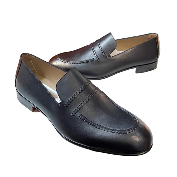 Giày Lười Nam Hermès Leather Loafer Màu Đen Size 39.5