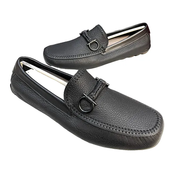 Giày Lười Nam Salvatore Ferragamo Leather Màu Đen Size 7.5