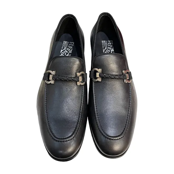 Giày Lười Nam Salvatore Ferragamo Leather With Gancini Ornament Màu Đen Size 7.5 - Giày - Vua Hàng Hiệu