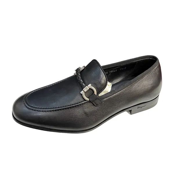 Giày Lười Nam Salvatore Ferragamo Leather With Gancini Ornament Màu Đen Size 7.5 - Giày - Vua Hàng Hiệu
