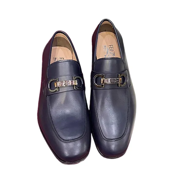 Giày Lười Nam Salvatore Ferragamo Lethear Màu Xanh Navy Size 6.5