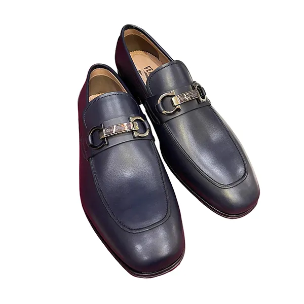 Giày Lười Nam Salvatore Ferragamo Lethear Màu Xanh Navy Size 6.5