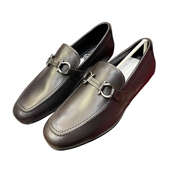 Giày Lười Nam Salvatore Ferragamo With Gancini Ornament Màu Nâu Size 6.5