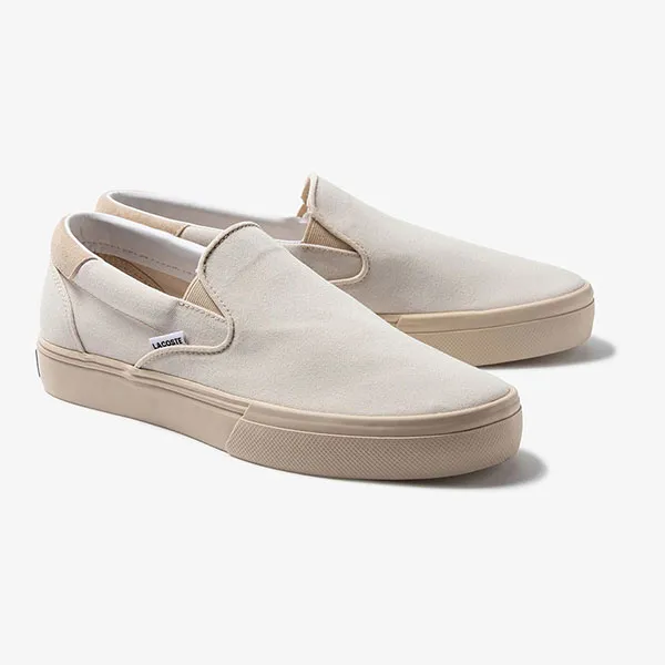 Giày Slip On Nam Lacoste Men's Jump Serve Canvas Tslip Onal 42CMA0028 Màu Be Size 40.5 - Giày - Vua Hàng Hiệu