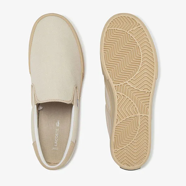 Giày Slip On Nam Lacoste Men's Jump Serve Canvas Tslip Onal 42CMA0028 Màu Be Size 40.5 - Giày - Vua Hàng Hiệu