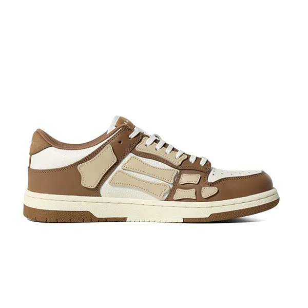 Giày Sneaker Nam Amiri Skel Top Low Brown Leather PF23MFS005 Màu Nâu Trắng Size 42 - Giày - Vua Hàng Hiệu
