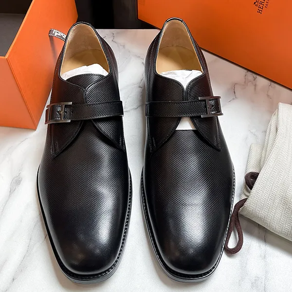 Giày Tây Nam Hermès Norris Derby Evercolor Leather Màu Đen Size 39.5 - Giày - Vua Hàng Hiệu
