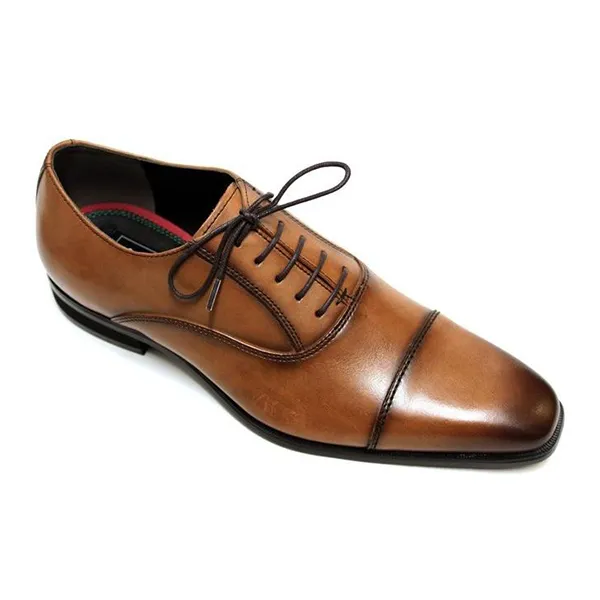 Giày Tây Nam Madras Modello Genuine Leather Laced Shoes DS4047 Màu Nâu Sáng Size 40