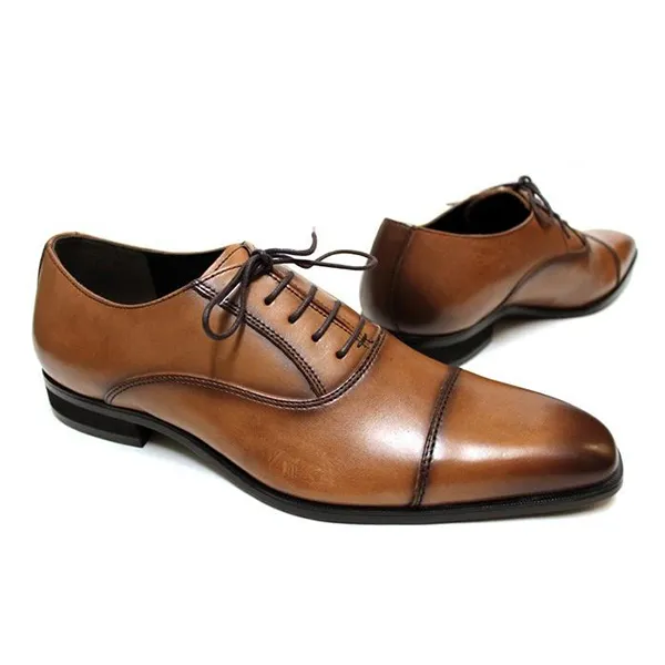 Giày Tây Nam Madras Modello Genuine Leather Laced Shoes DS4047 Màu Nâu Sáng Size 40