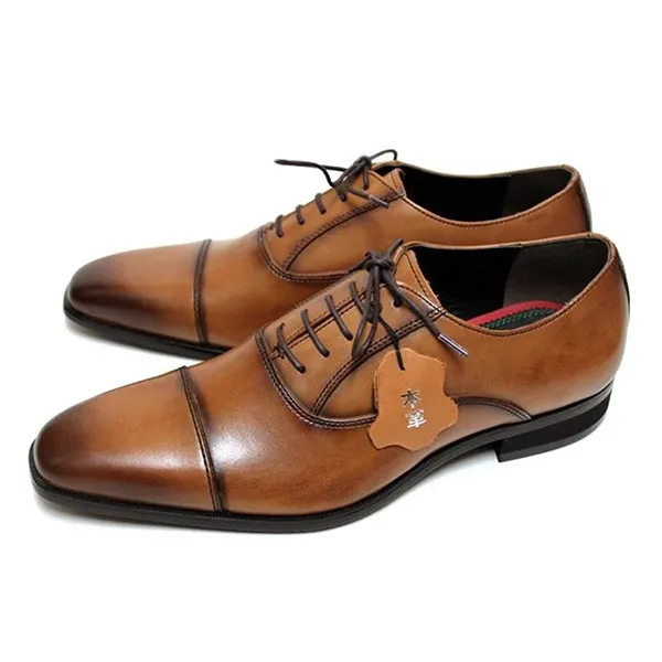Giày Tây Nam Madras Modello Genuine Leather Laced Shoes DS4047 Màu Nâu Sáng Size 40