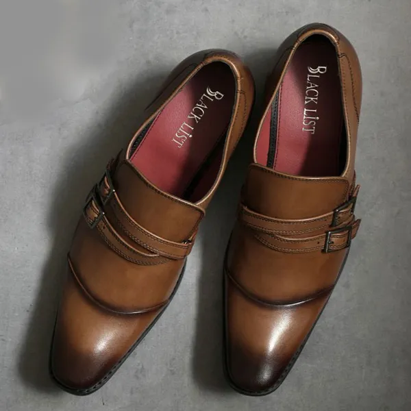 Giày Tây Nam Madras Modello Monk Strap Light Brown BC6006 Màu Nâu Sáng Size 40