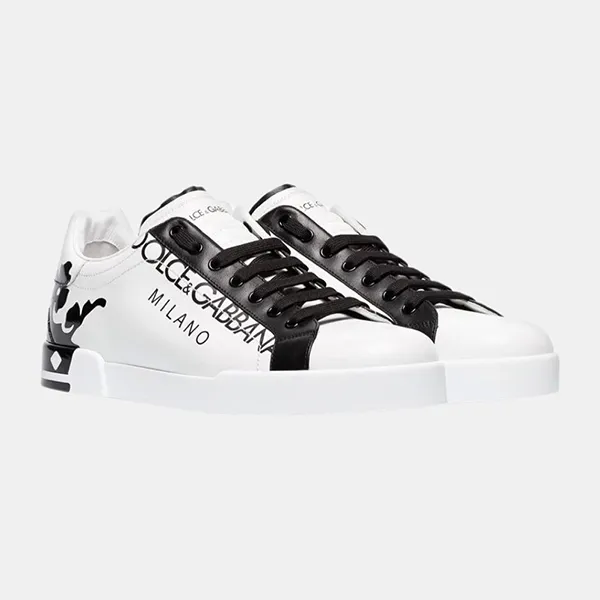 Giày Thể Thao Nam Dolce & Gabbana D&G Họa Tiết Đen CS1612AU455 Màu Trắng Đen Size 6