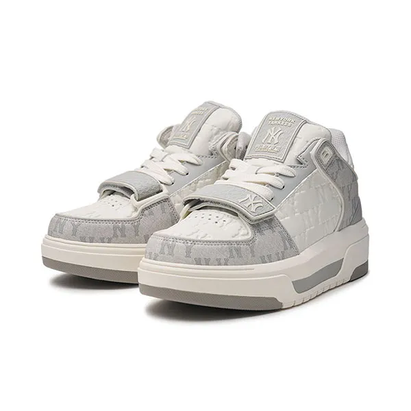 Giày Thể Thao MLB Chunky Liner Mid Classic Monogram New York Yankees 3ASXCMM4N-50GRS Màu Xám Trắng Size 250