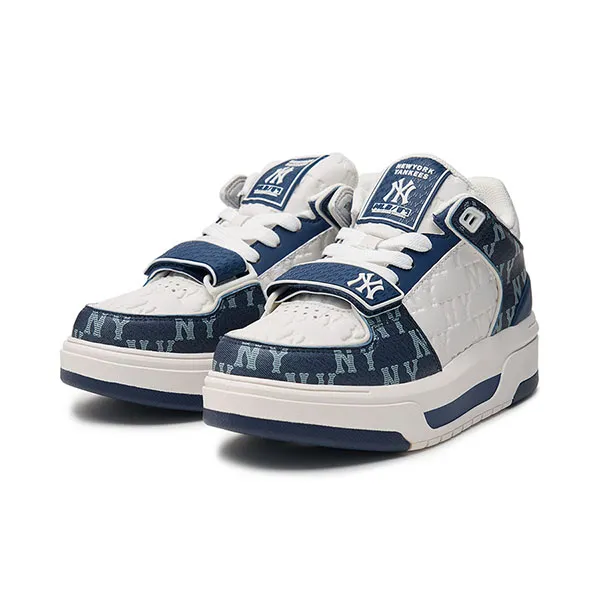 Giày Thể Thao MLB Chunky Liner Mid Classic Monogram New York Yankees 3ASXCMM4N-50NYS Màu Xanh Trắng Size 230