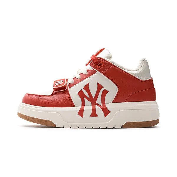 Giày Thể Thao MLB Chunky Liner Mid Saffiano New York Yankees 3ASXLMF3N-50RDS Màu Trắng Đỏ