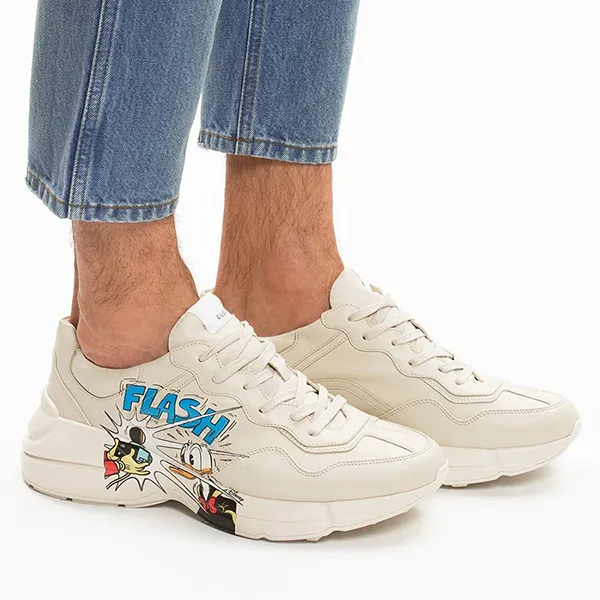 Giày Thể Thao Nam Gucci x Disney Rhyton Donald Duck 646509703F Màu Trắng Kem Size 40.5
