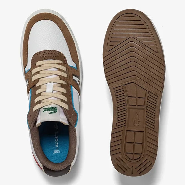 Giày Thể Thao Nam Lacoste Leather Colour Block Trainers L001 123 BRW Phối Màu Size 8