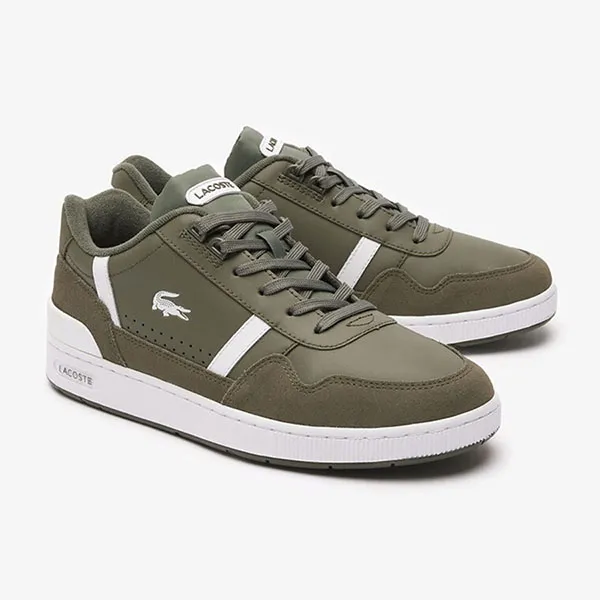 Giày Thể Thao Nam Lacoste T-Clip 2236 Màu Xanh Olive Size 40.5