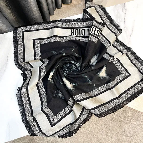 Khăn Nữ Dior Silk Blend Tie-Dye Scarf Màu Đen Xám - Thời trang - Vua Hàng Hiệu