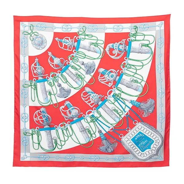 Khăn Nữ Hermès 90 Cliquetis Silk Scarf Màu Đỏ - Thời trang - Vua Hàng Hiệu