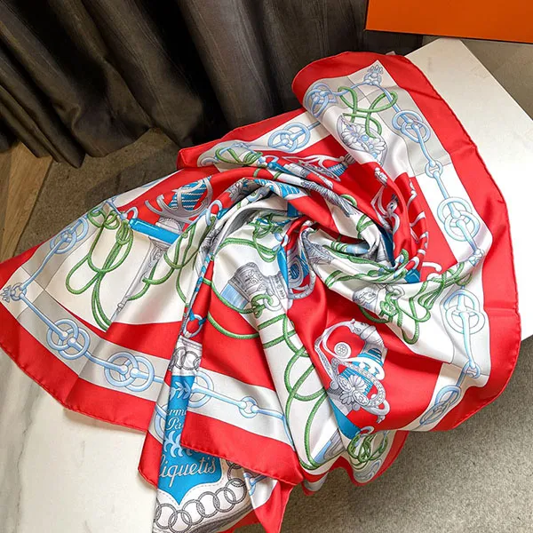 Khăn Nữ Hermès 90 Cliquetis Silk Scarf Màu Đỏ - Thời trang - Vua Hàng Hiệu