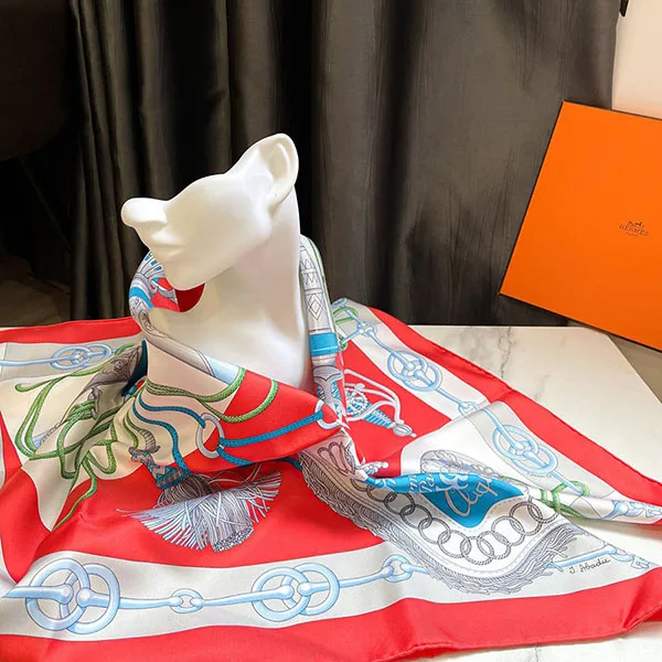 Khăn Nữ Hermès 90 Cliquetis Silk Scarf Màu Đỏ - Thời trang - Vua Hàng Hiệu