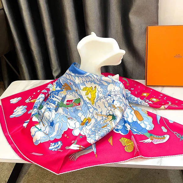 Khăn Nữ Hermès Scarf Silk Màu Hồng