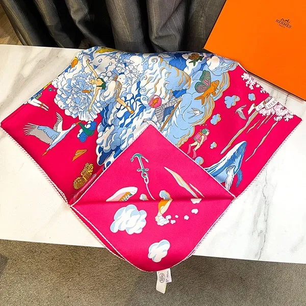 Khăn Nữ Hermès Scarf Silk Màu Hồng