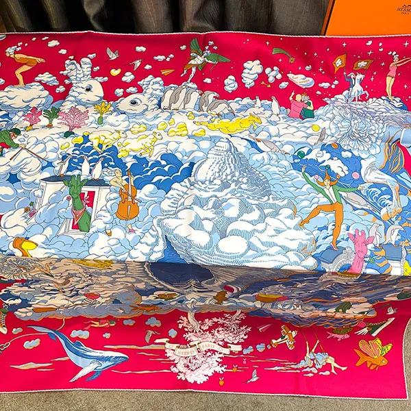 Khăn Nữ Hermès Scarf Silk Màu Hồng