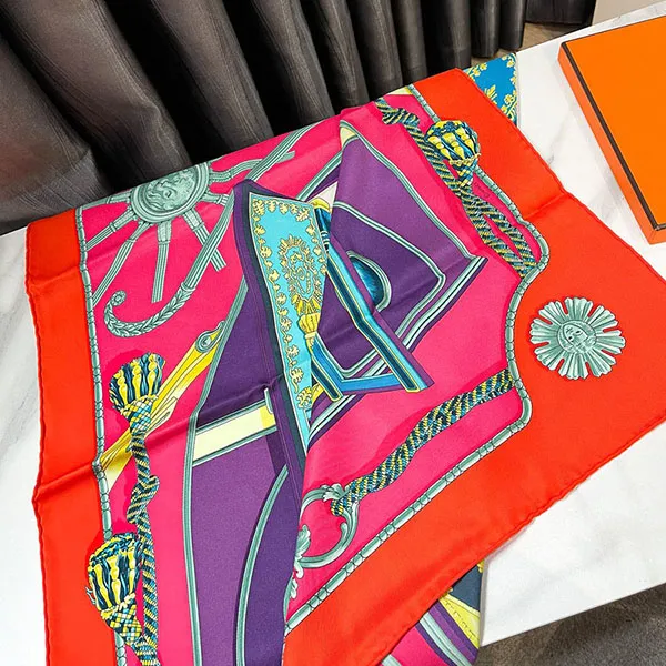 Khăn Nữ Hermès Scarf Silk Phối Màu
