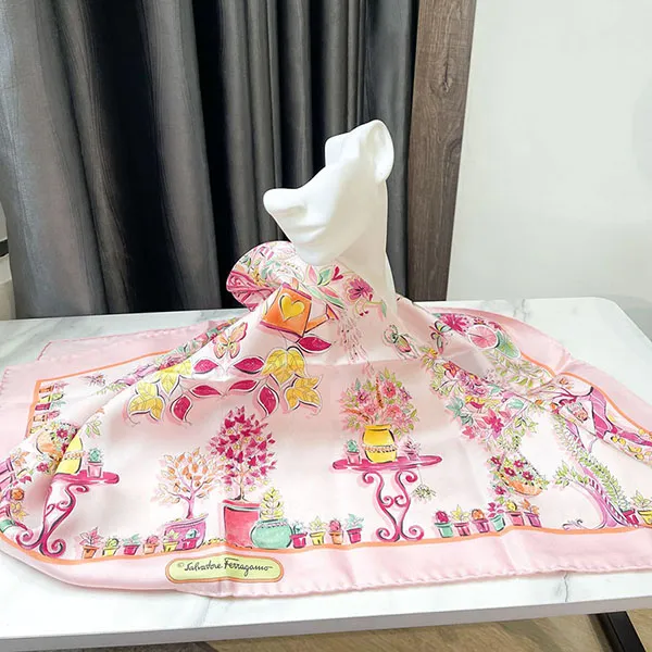 Khăn Nữ Salvatore Ferragamo Silk Scarf Màu Hồng - Thời trang - Vua Hàng Hiệu