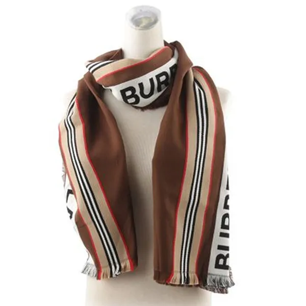 Khăn Quàng Cổ Burberry Icon Stripe Logo Detail Cotton Scarf Màu Nâu - Thời trang - Vua Hàng Hiệu