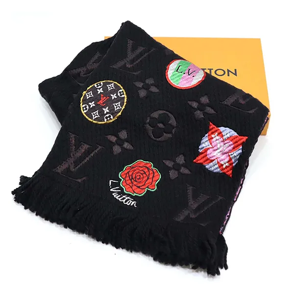 Khăn Quàng Cổ Louis Vuitton LV Ech Logomania Scarf M71060 Màu Đen