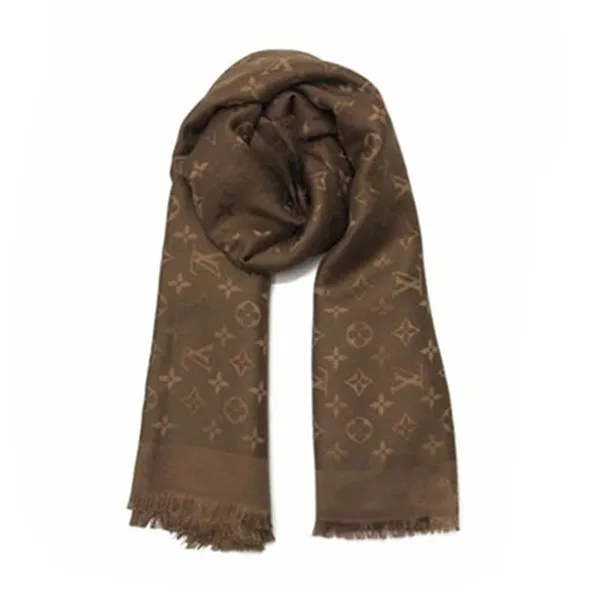Khăn Quàng Cổ Louis Vuitton LV Mono Màu Nâu