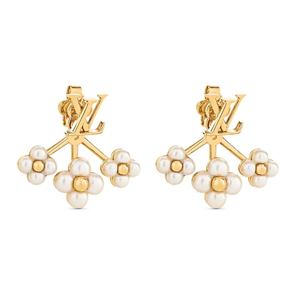 Khuyên Tai Nữ Louis Vuitton LV Floragram Earrings M00970 Màu Trắng Vàng