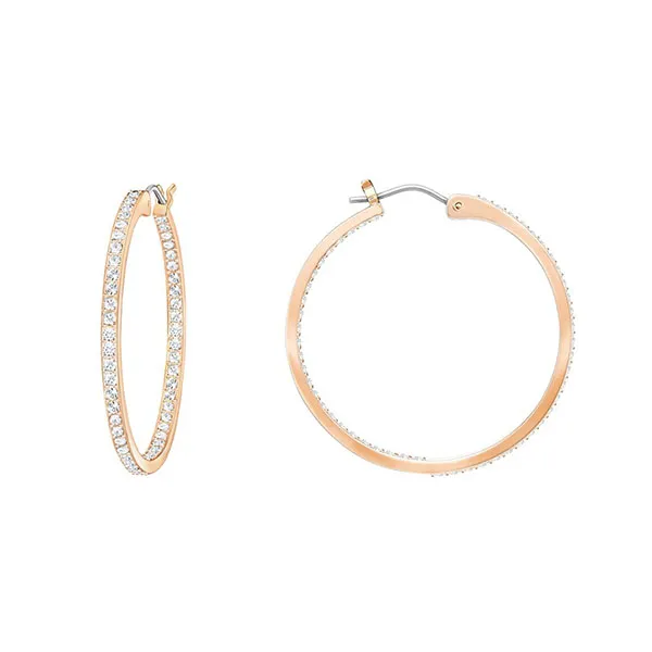 Khuyên Tai Nữ Swarovski Sommerset Hoop Earringswhite, Rose Gold-Tone Plated 5528459 Màu Vàng Hồng