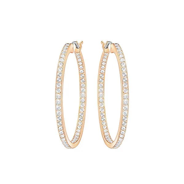Khuyên Tai Nữ Swarovski Sommerset Hoop Earringswhite, Rose Gold-Tone Plated 5528459 Màu Vàng Hồng